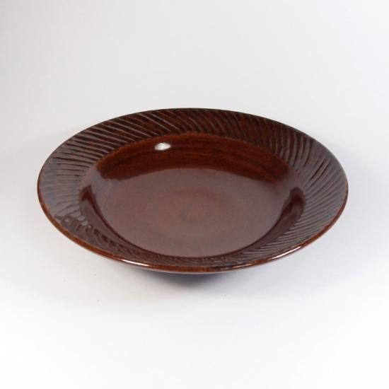 比呂 しのぎ丸皿 (茶)【笠間焼】