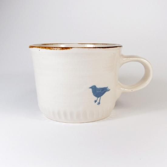 原村俊之(2020製陶所) │うろこ コーヒーカップ ホワイト 染付(トリ)【磁器】