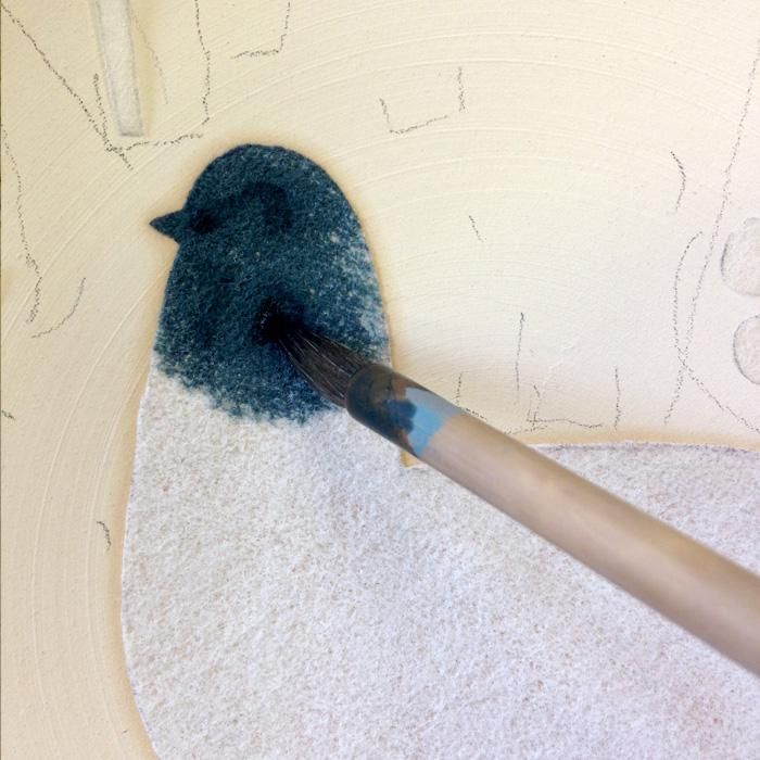 かとうようこ 筆を使って絵具で色付け